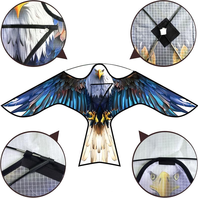 Bird Hawk Flying Kite,for Kids and Adults,for Crops Farm Protector Bird Scarer,Excellent Fabric and Structure Design, The Pictures are Beautiful,Suitable for Beginners