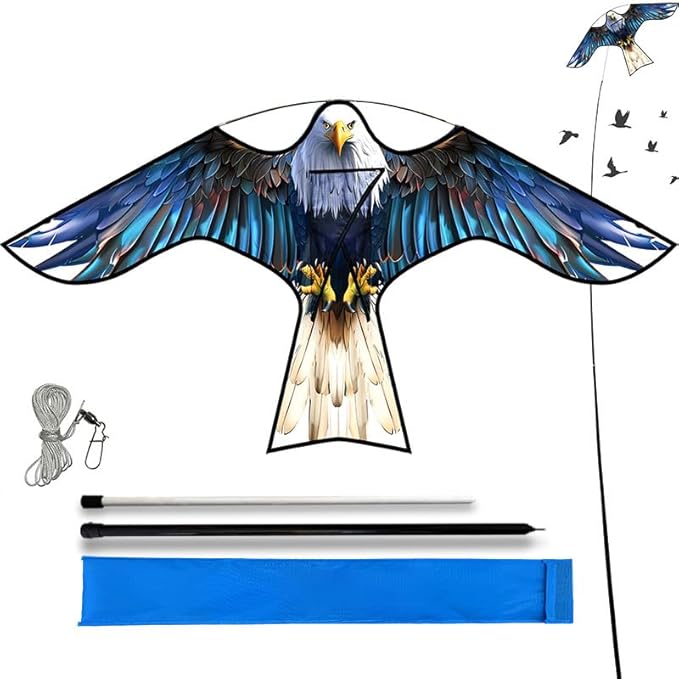 Bird Hawk Flying Kite,for Kids and Adults,for Crops Farm Protector Bird Scarer,Excellent Fabric and Structure Design, The Pictures are Beautiful,Suitable for Beginners